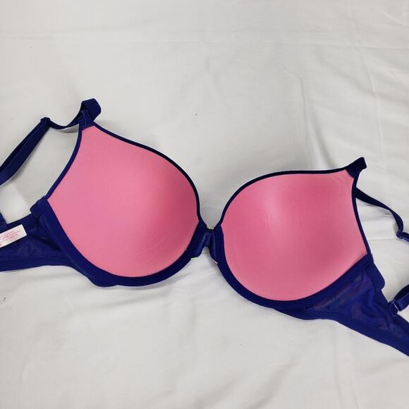 Pink Victorias secret wear everywhere push up bra 34DD blue pink - Picture 5 of 6
